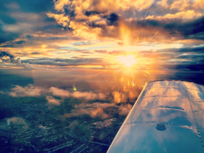 Wingview of the sunset
