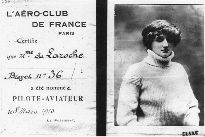 Raymonde de Laroche portrait and license