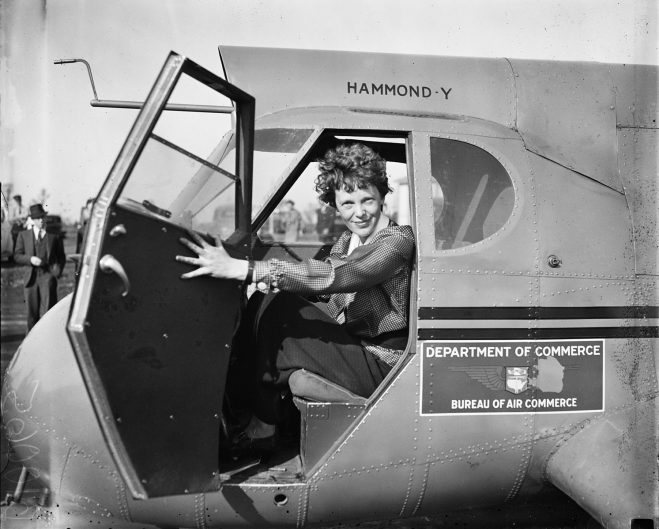 Amelia Earhart in plane